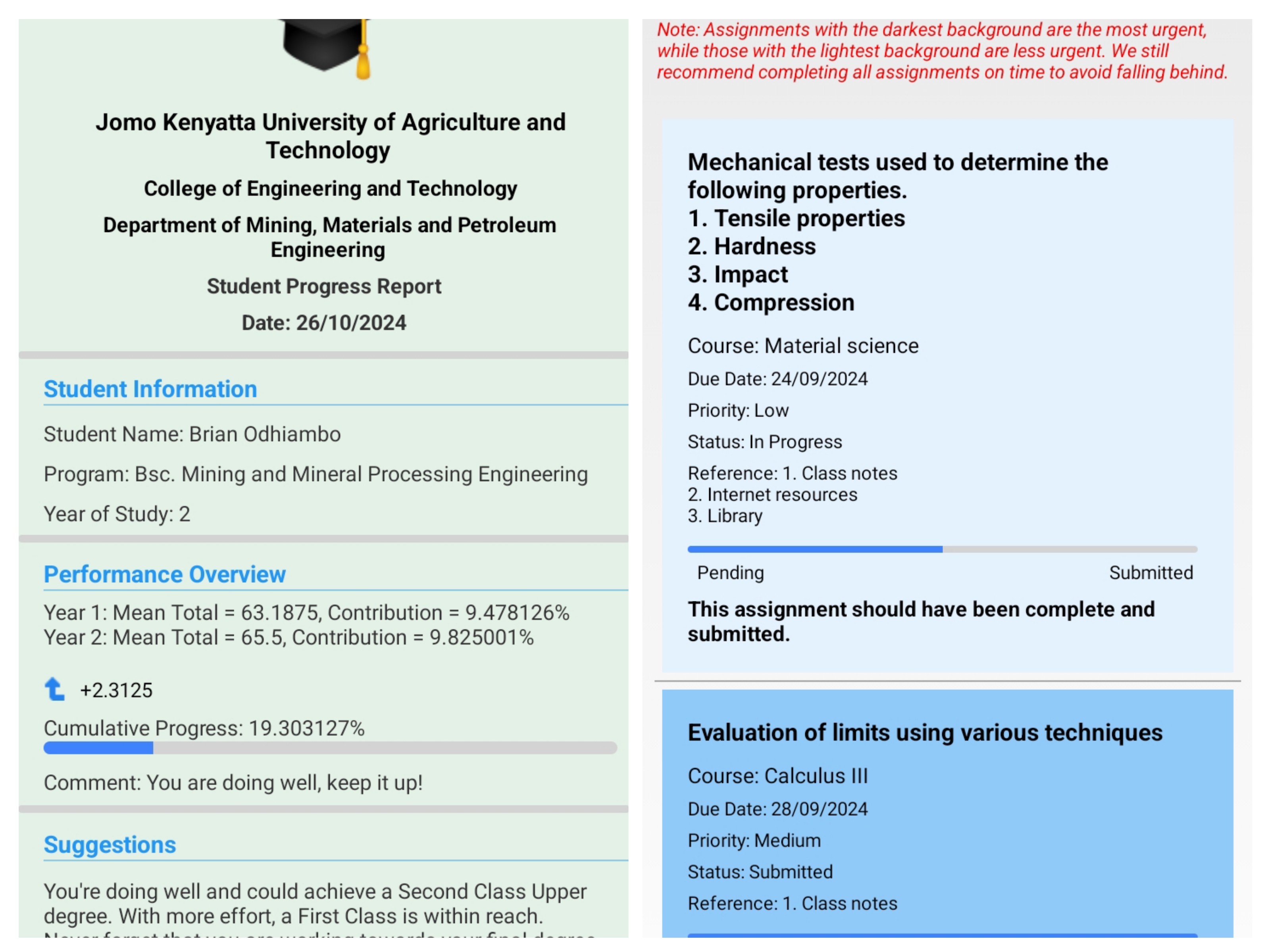 Assignment and Report Features Added